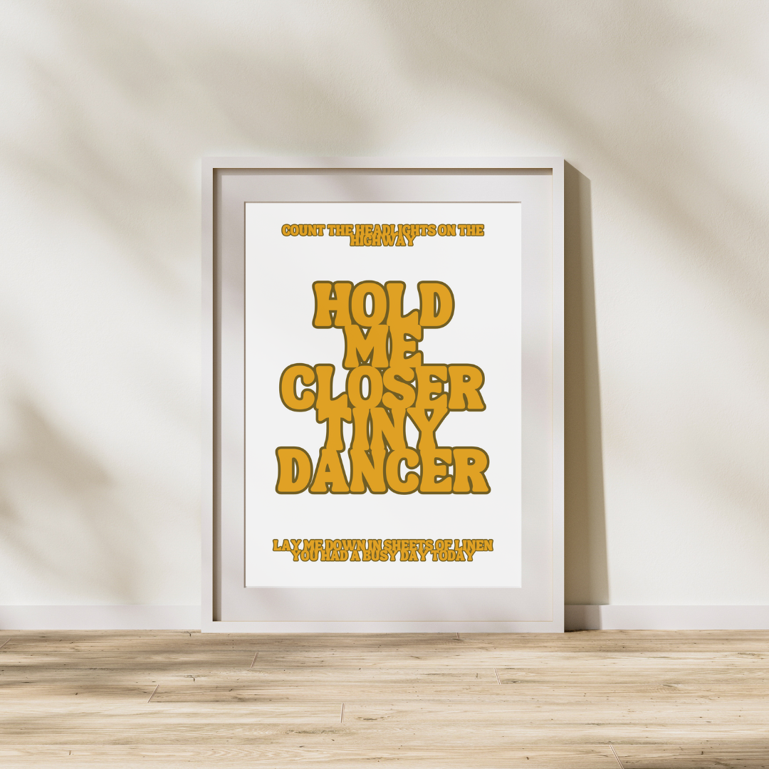 Elton John Tiny Dancer Lyrics Quote Prints Disco Customised Personalised Art Retro Vintage 70's Music 1970's Music Prints Poster Art