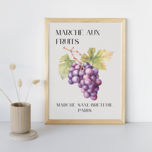 Fruit Art Print French Fruit Prints French Fruit Art Wall Art Kitchen Print French Art Minimalistic Gift France Paris Fruit Market Art Print