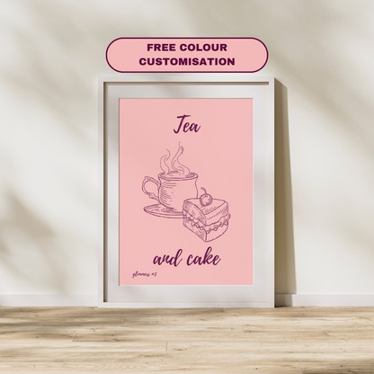 Tea Print Cake Quote Poster Feel Good Print Positivity Wall Print Home Decor Kitchen Print Gift Idea Glimmers Joy Peace Gift Lover Minimal