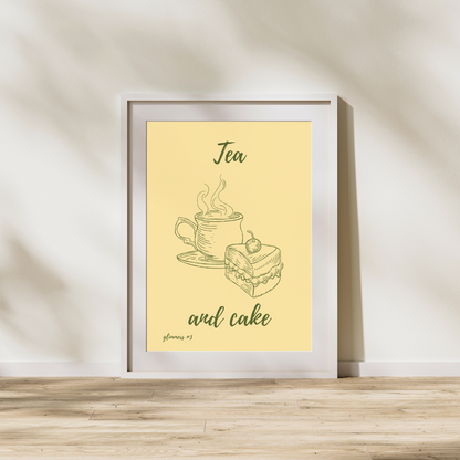 Tea Print Cake Quote Poster Feel Good Print Positivity Wall Print Home Decor Kitchen Print Gift Idea Glimmers Joy Peace Gift Lover Minimal