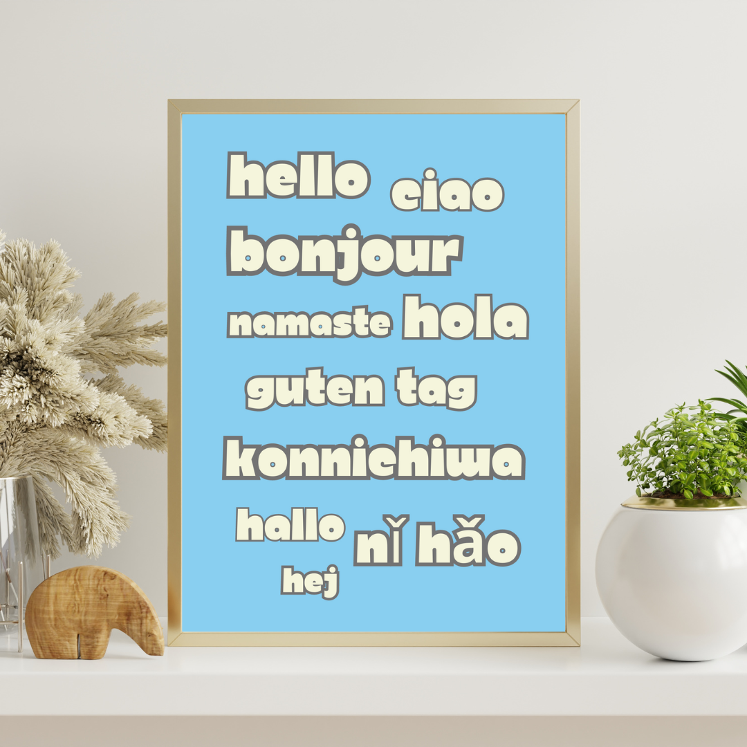 Hello Print Greetings Print Different Languages Customisable Personalised Wall Print Home Decor World Languages Gift Idea For Travellers