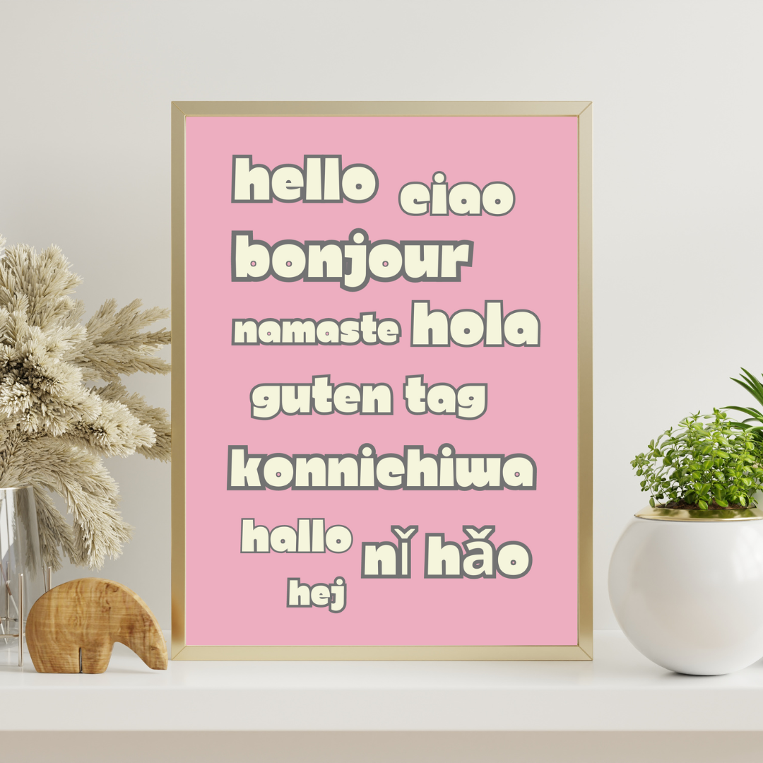 Hello Print Greetings Print Different Languages Customisable Personalised Wall Print Home Decor World Languages Gift Idea For Travellers