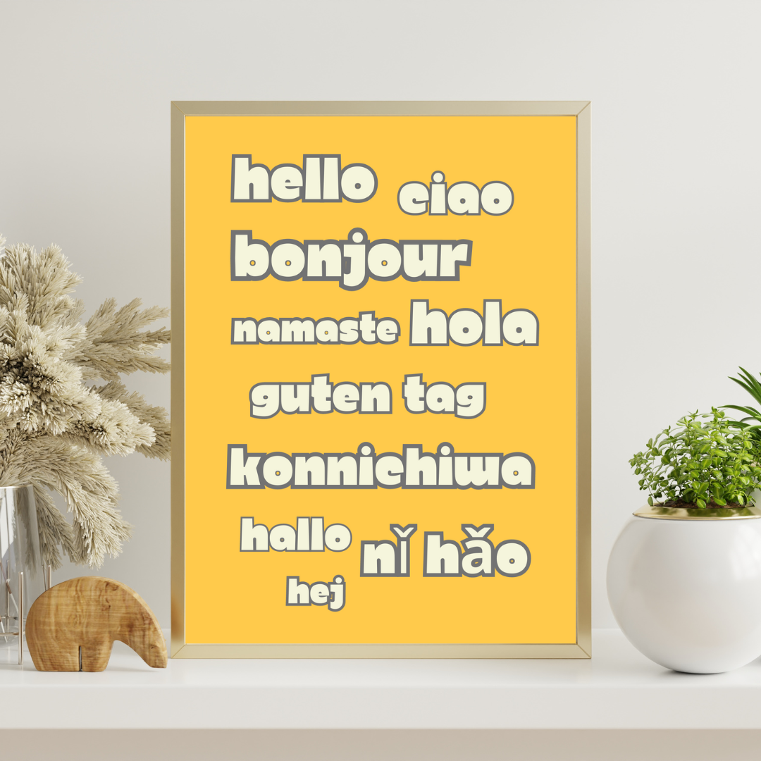 Hello Print Greetings Print Different Languages Customisable Personalised Wall Print Home Decor World Languages Gift Idea For Travellers