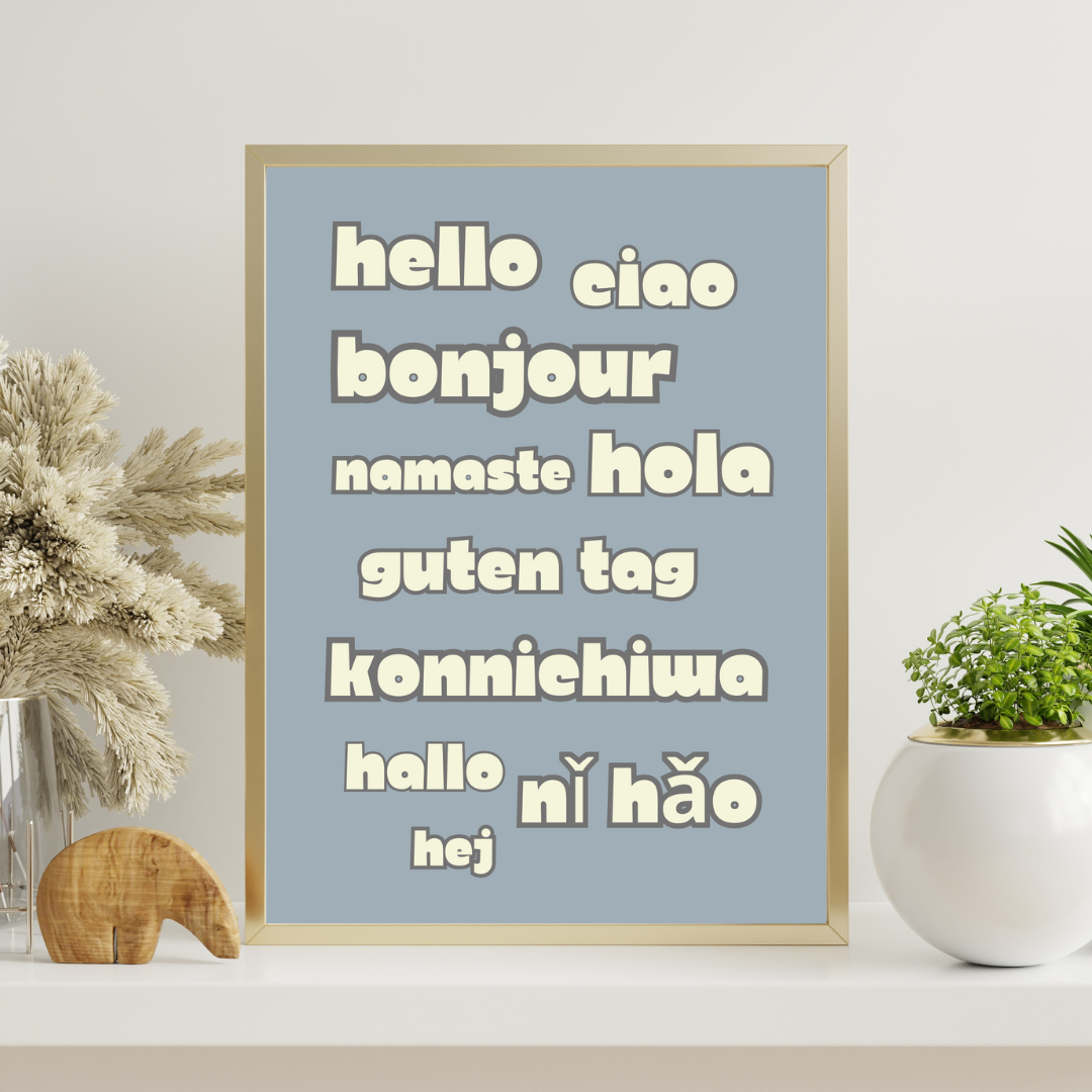 Hello Print Greetings Print Different Languages Customisable Personalised Wall Print Home Decor World Languages Gift Idea For Travellers