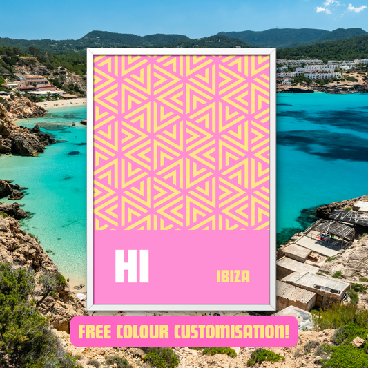 Ibiza Print Ibiza Clubbing Art Poster Hi Ibiza Spain Travel Disco Music Inspired Ibiza Beach Colourful Print Retro Funky Art Balearic Island