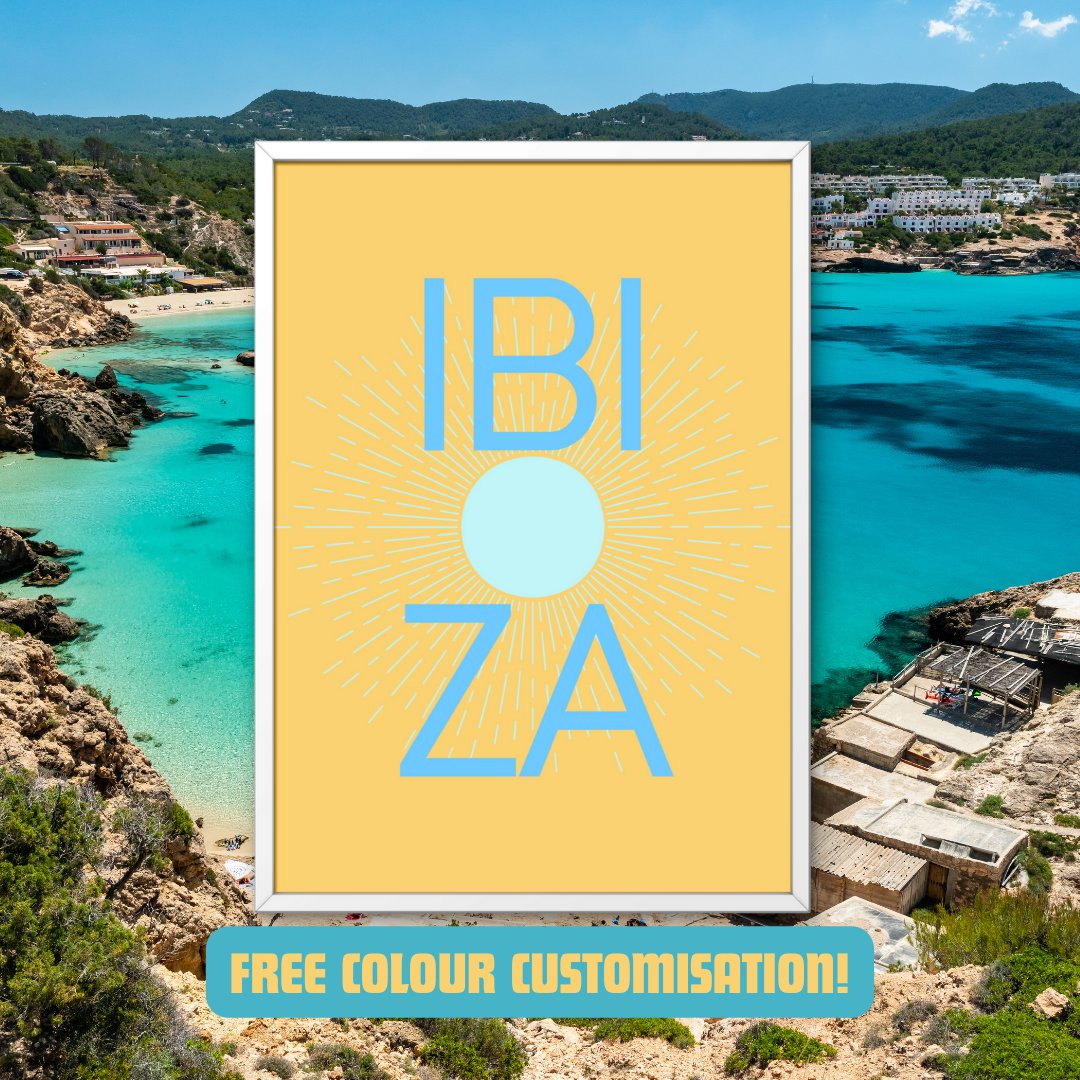 Ibiza Print Ibiza Clubbing Art Poster Ibiza Spain Travel Disco Music Inspired Ibiza Beach Colourful Print Retro Funky Art Balearic Islands