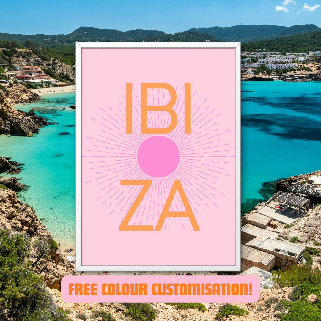 Ibiza Print Ibiza Clubbing Art Poster Ibiza Spain Travel Disco Music Inspired Ibiza Beach Colourful Print Retro Funky Art Balearic Islands