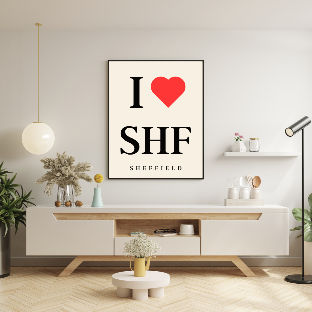 I Love Print Customisable Print Heart Print Personalised Sheffield Tramlines Hometown Wall Print Home Decor Gift Idea For Home