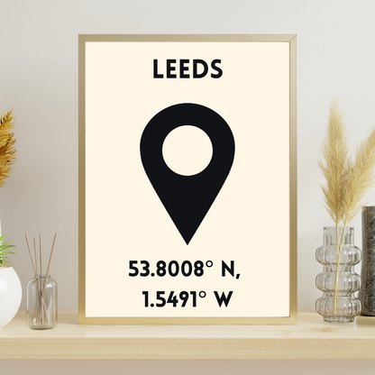 City Location Print Coordinates Hometown Print Sheffield Customisable Print Wall Print Home Decor Idea Gift Idea For Home New Home Gift Idea