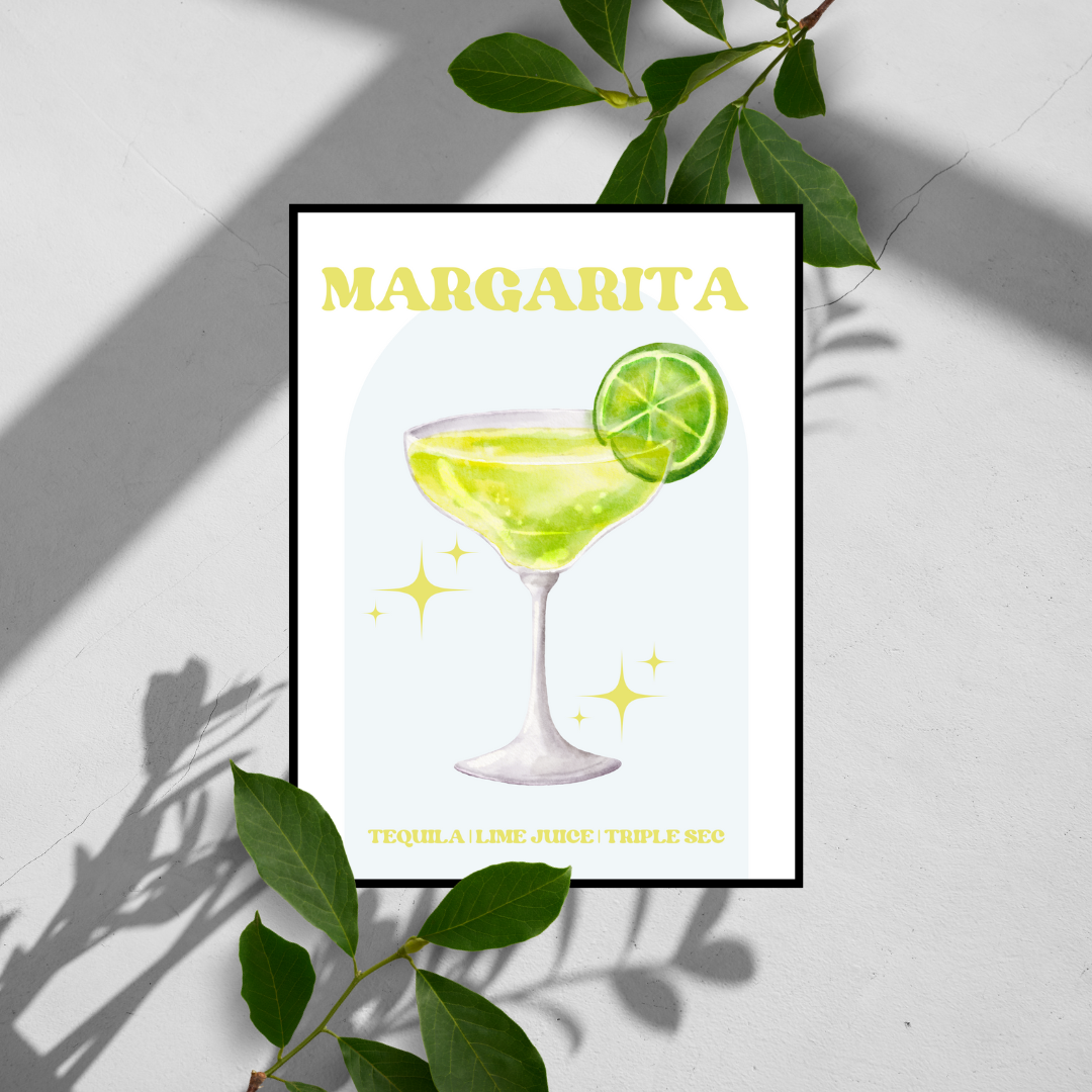 Margarita Print Cocktail Wall Print Home Bar Decor Home Bar Print Poster Margarita Cocktail Recipe Gift For Home Bar Gift For Cocktail Lover