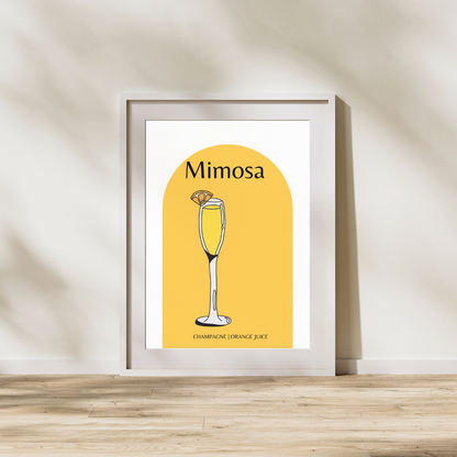 Mimosa Print Champagne Cocktail Wall Print Home Bar Decor Home Bar Print Poster Cocktail Recipe Gift For Home Bar Gift For Cocktail Lover