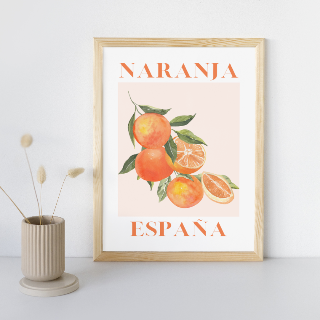 Naranja Limon Melocoton Spanish Prints Fruit Wall Art Kitchen Print Spanish Home Decor Minimalistic Wall Print Fruit Poster Gift Idea Spain Peach Lemon Orange Espana