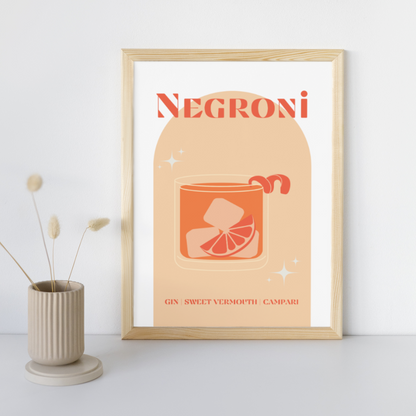 Negroni Print Cocktail Wall Print Home Bar Decor Home Bar Print Poster Cocktail Recipe Gift For Home Bar Gift For Cocktail Lover Aperitif