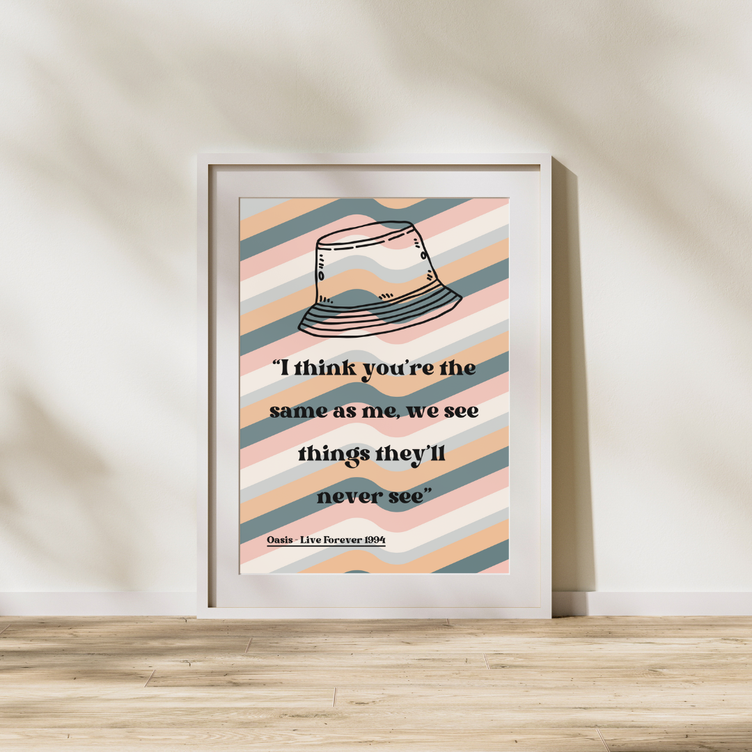 Oasis Print Live Forever Lyrics Print Oasis Fan Gift Idea Customisable Personalised Wall Print Home Decor Music Lyrics Liam Noel Gallagher