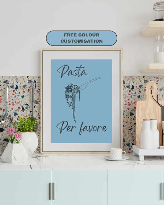 Pasta Print Spaghetti Foodie Fun Italian Modern Kitchen Print Italy Kitchen Art Chefs Kiss Print Retro Wall Print Art Dopamine Decor Italian