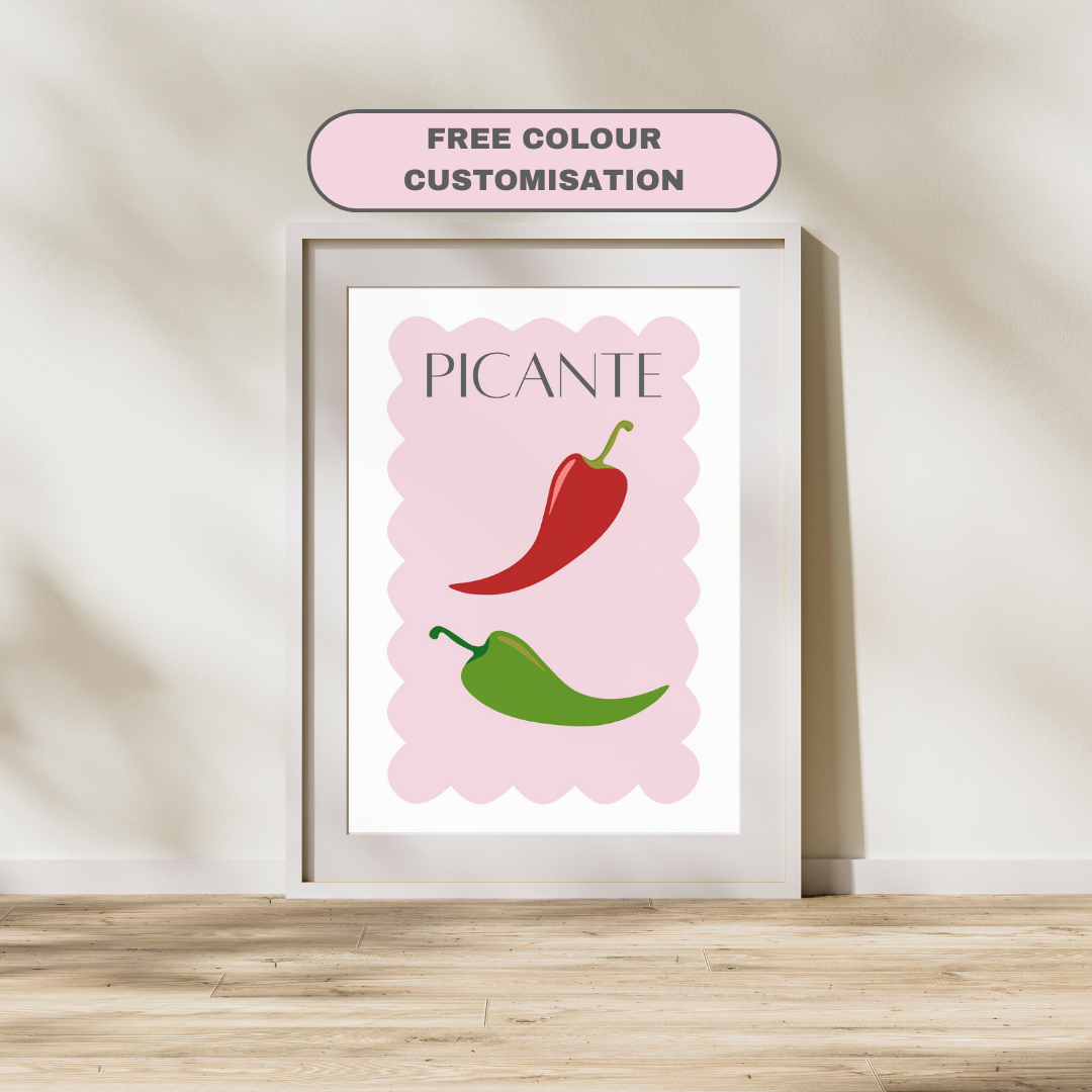 Chilli Art Print Picante Wall Art Poster Spanish Chilli Hot Chilli Pepper Home Kitchen Decor Chillies Giclee Poster Art Food Trendy Eclectic