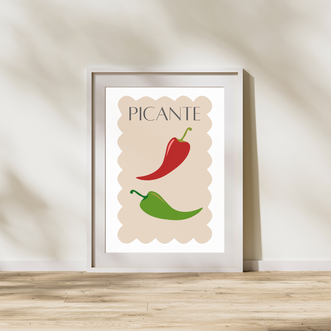 Chilli Art Print Picante Wall Art Poster Spanish Chilli Hot Chilli Pepper Home Kitchen Decor Chillies Giclee Poster Art Food Trendy Eclectic