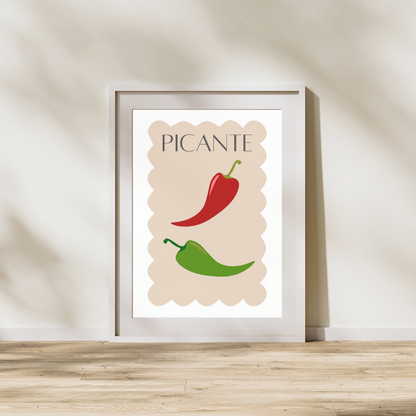 Chilli Art Print Picante Wall Art Poster Spanish Chilli Hot Chilli Pepper Home Kitchen Decor Chillies Giclee Poster Art Food Trendy Eclectic