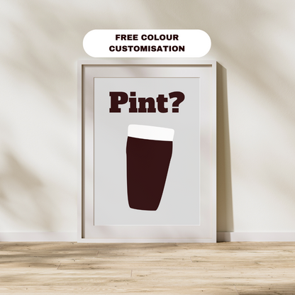 Beer Print Art Pint Poster Pub Booze Home Bar Print Customisable Print Wall Print Home Decor Gift Idea Home Bar Craft Beer Print Guinness