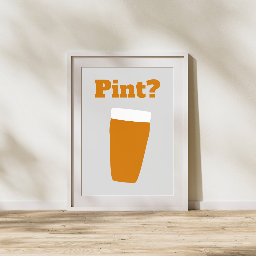 Beer Print Art Pint Poster Pub Booze Home Bar Print Customisable Print Wall Print Home Decor Gift Idea Home Bar Craft Beer Print Guinness