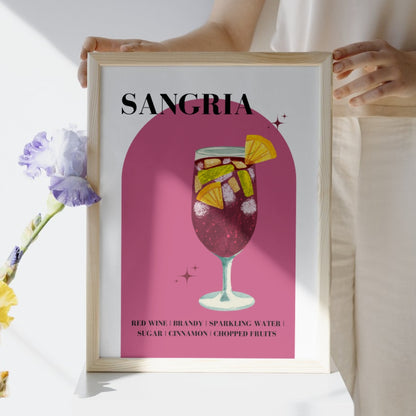 Sangria Print Cocktail Wall Print Home Bar Decor Home Bar Print Poster Sangria Cocktail Recipe Gift For Home Bar Gift For Cocktail Lover