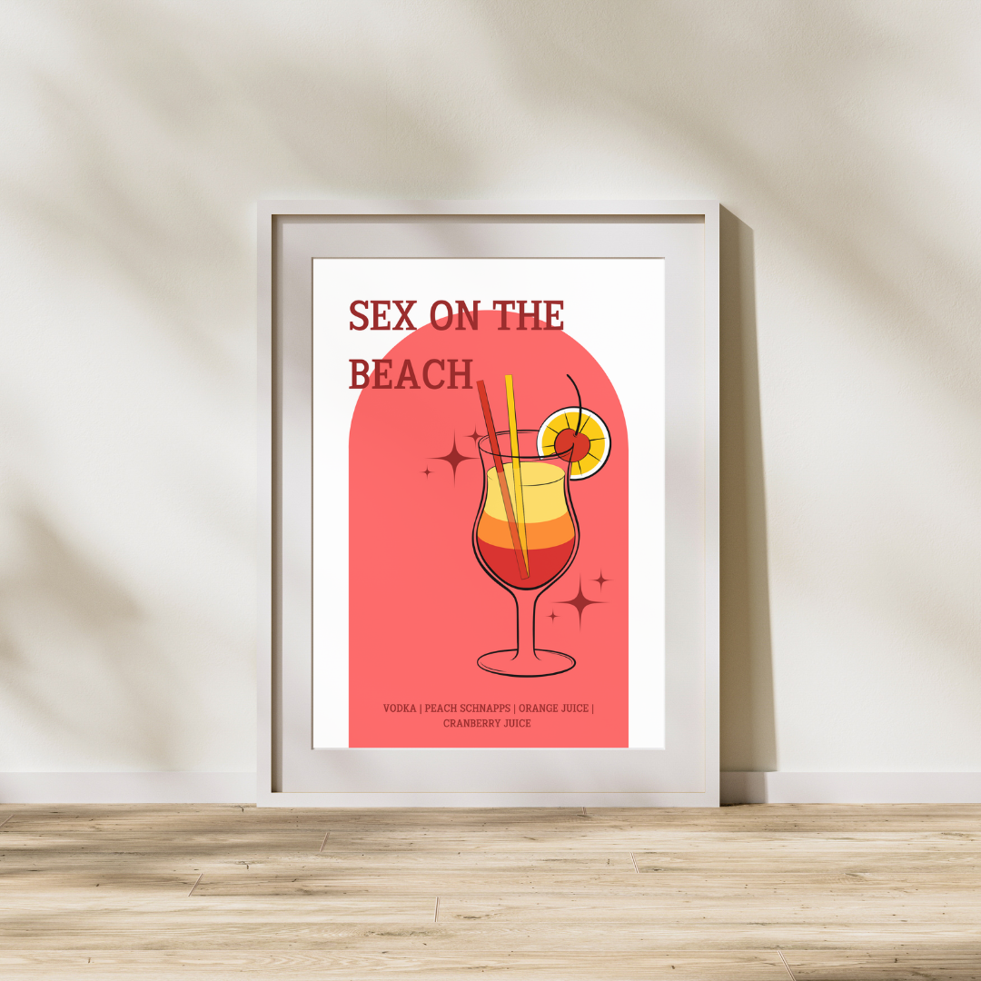 Sex On The Beach Print Cocktail Wall Print Home Bar Decor Home Bar Print Poster Cocktail Recipe Gift For Home Bar Gift For Cocktail Lover