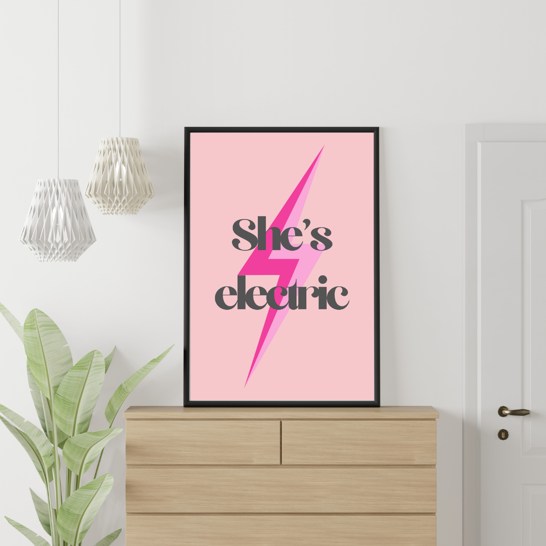 Oasis Print She's Electric Lyrics Print Oasis Fan Gift Idea Customisable Personalised Wall Print Home Decor Music Lyrics Print Gallagher