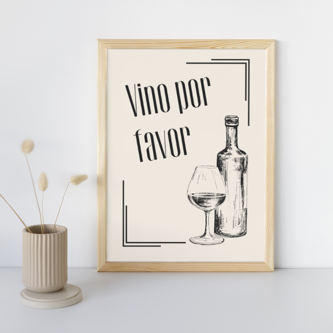 Wine Print Spanish Poster Wine Lover Spanish Modern Kitchen Decor Spain Kitchen Art Print Bar Art Retro Wall Print Art Retro Poster Vino