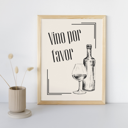 Wine Print Spanish Poster Wine Lover Spanish Modern Kitchen Decor Spain Kitchen Art Print Bar Art Retro Wall Print Art Retro Poster Vino