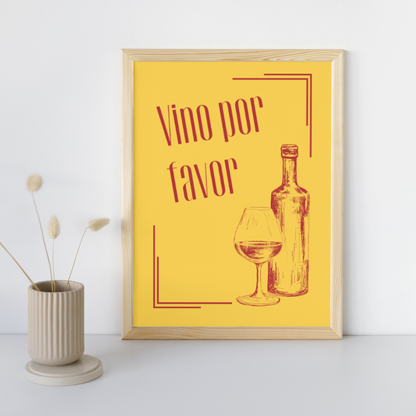 Wine Print Spanish Poster Wine Lover Spanish Modern Kitchen Decor Spain Kitchen Art Print Bar Art Retro Wall Print Art Retro Poster Vino