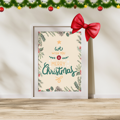 Christmas Print Xmas Poster We Wish You A Merry Christmas Decor Home Festive Decoration Christmas Wall Art Christmas Accessories