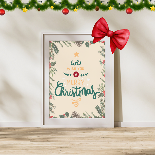 Christmas Print Xmas Poster We Wish You A Merry Christmas Decor Home Festive Decoration Christmas Wall Art Christmas Accessories