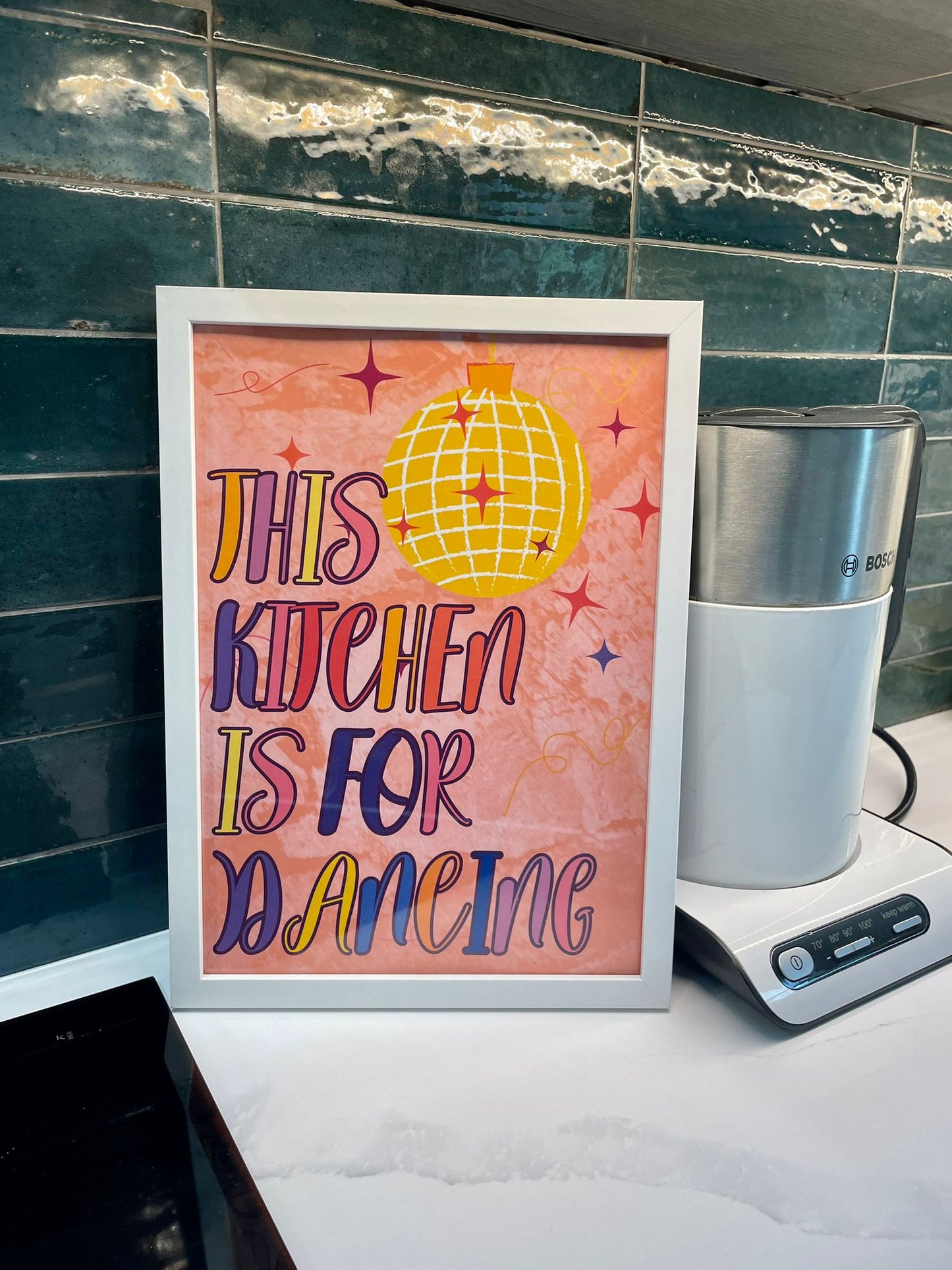 This Kitchen Is For Dancing Print Kitchen Disco Customisable Print Personalised Wall Print Home Decor Retro Disco Ball Print Colourful Music