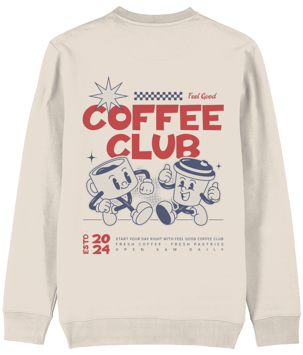 Coffee Sweatshirt | Unisex | Retro Graphic | 85% Organic Cotton 15% Recycled Polyester