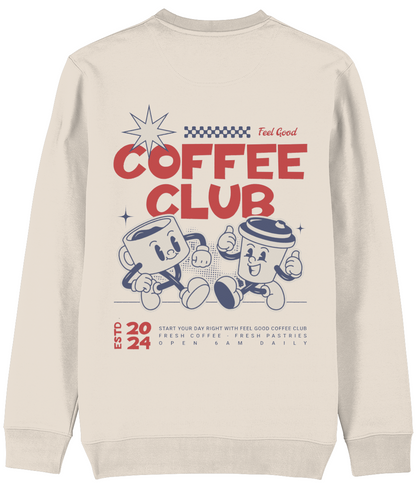 Coffee Sweatshirt | Unisex | Retro Graphic | 85% Organic Cotton 15% Recycled Polyester