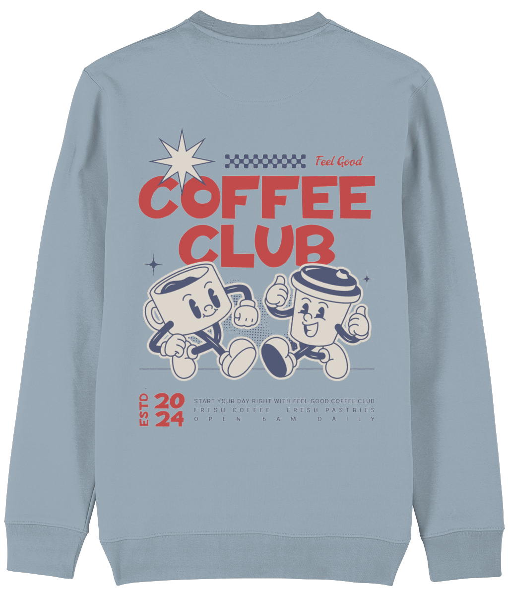 Coffee Sweatshirt | Unisex | Retro Graphic | 85% Organic Cotton 15% Recycled Polyester