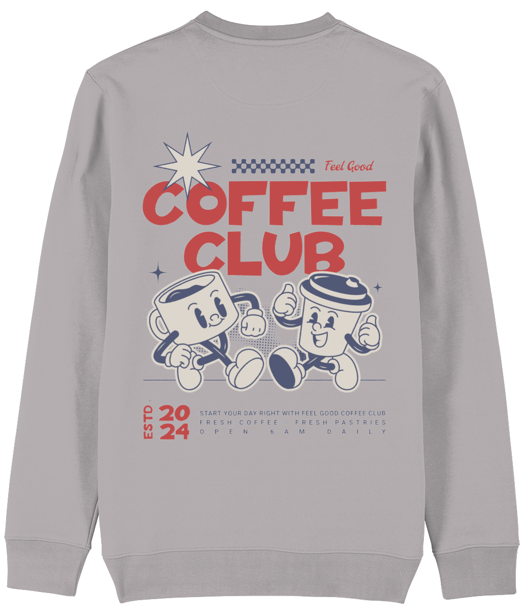 Coffee Sweatshirt | Unisex | Retro Graphic | 85% Organic Cotton 15% Recycled Polyester