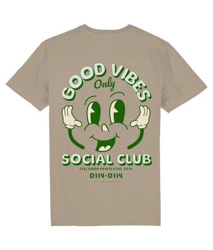 Good Vibes Unisex T-shirt | Green | Retro Graphic | 100% Organic Cotton