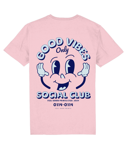 Good Vibes Unisex T-shirt | Blue | Retro Graphic | 100% Organic Cotton