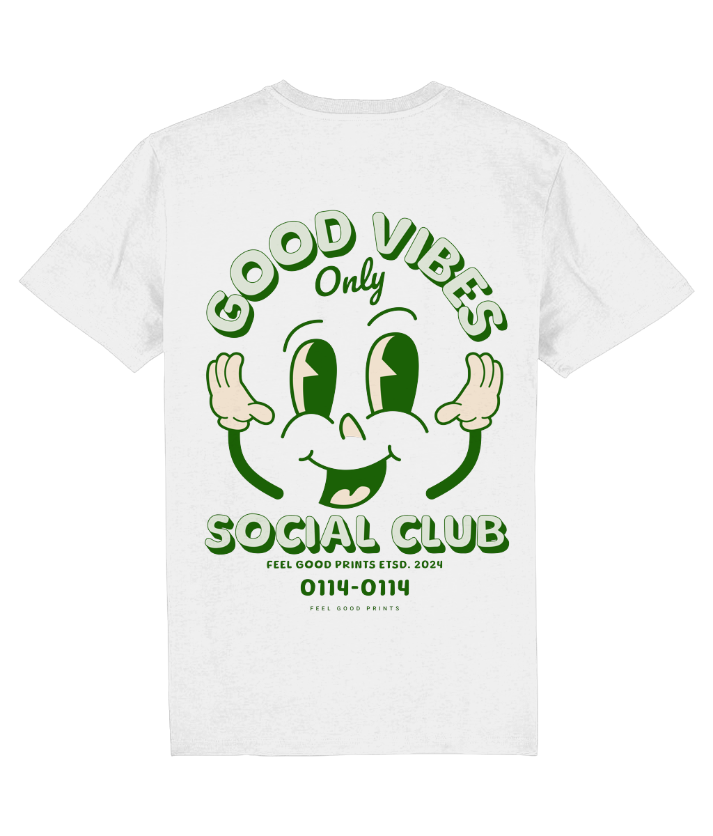 Good Vibes Unisex T-shirt | Green | Retro Graphic | 100% Organic Cotton