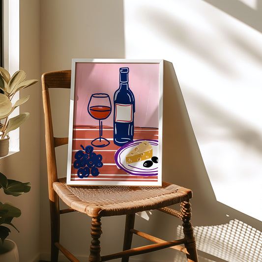 Cheese and Wine - Home Essential Art Poster Prints